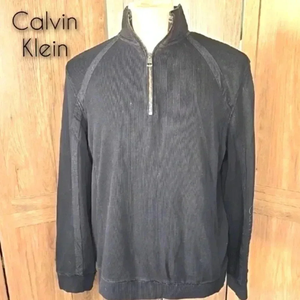 Calvin Klein Men's Black Quarter-Zip Sweater pullover